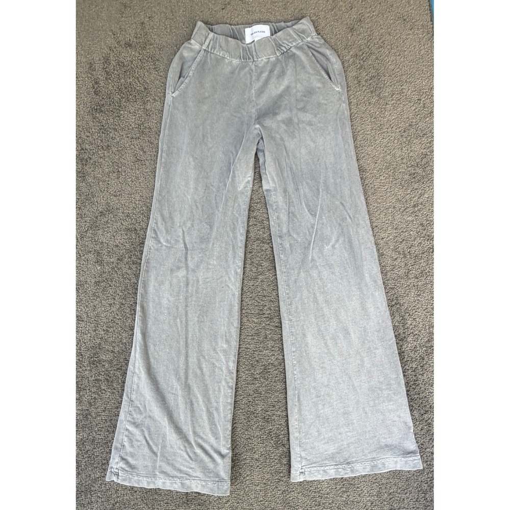 Talentless Women Wide Leg Sweatpants XS Steel Grey Mineral Wash High Rise Lounge